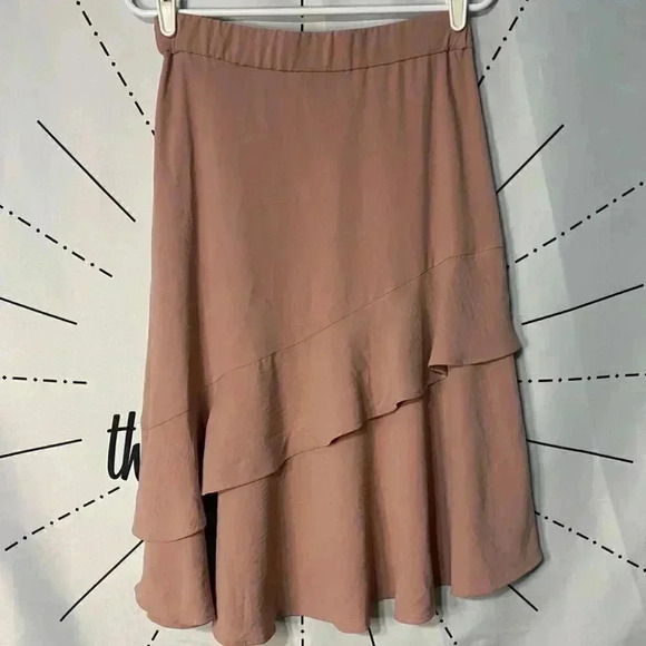 Alfani Dainty Pink High-Waisted Ruffle Asymmetrical Midi Skirt - Picture 5 of 7